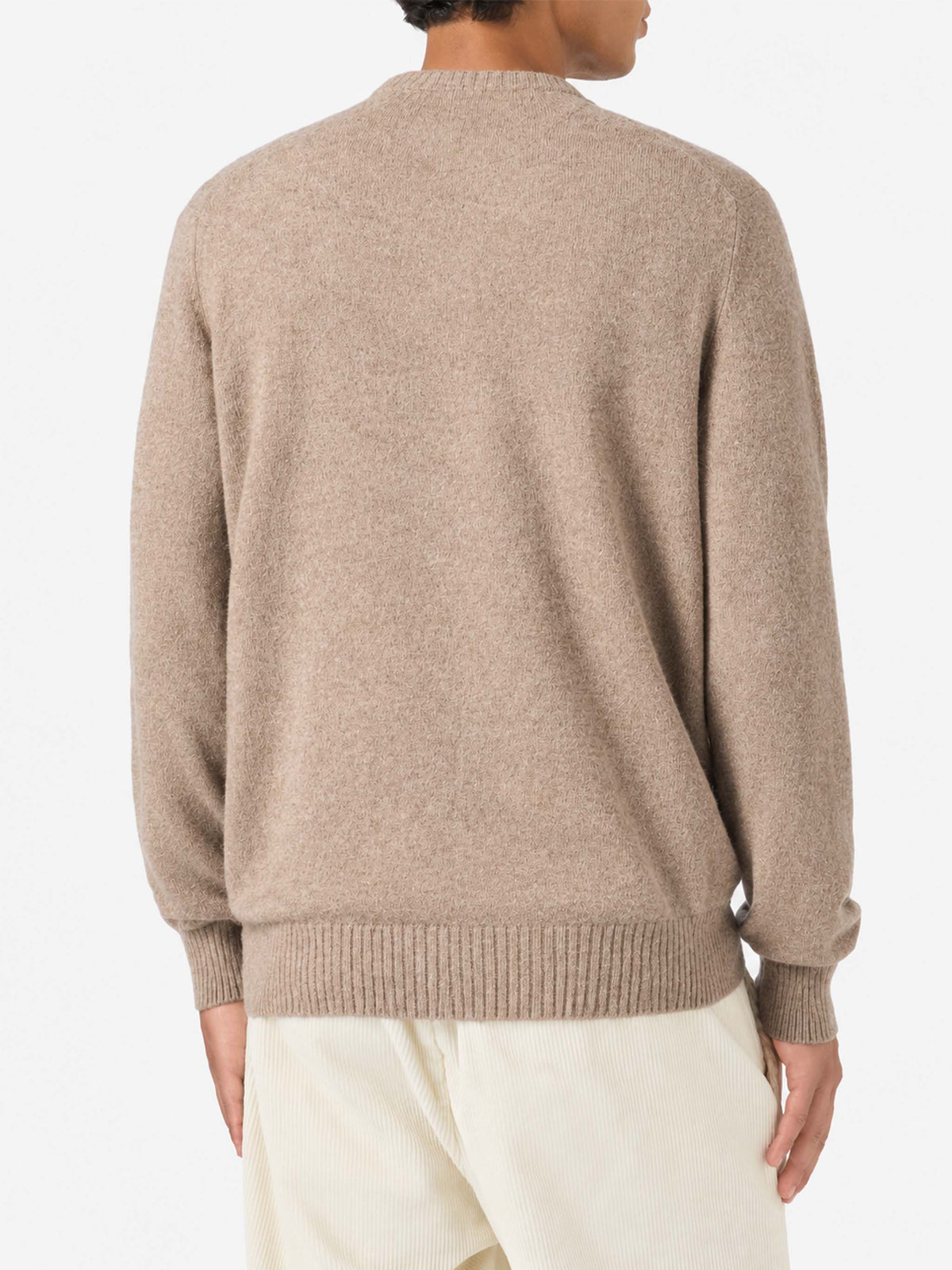 Suéter de cuello redondo Regent en kaki STRETCH ALPACA 