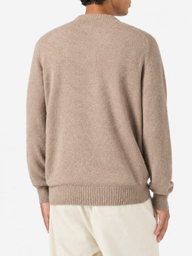Suéter de cuello redondo Regent en kaki STRETCH ALPACA 