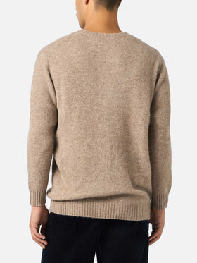 Crewneck sweater Regent in kaki STRETCH ALPACA