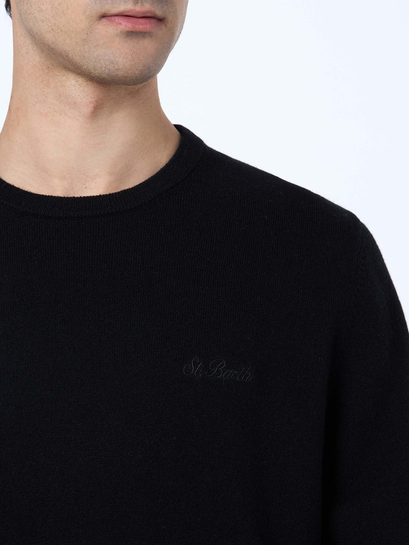 Man black blended cashmere crewneck sweater Regent