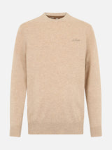 Man beige blended cashmere crewneck sweater Regent