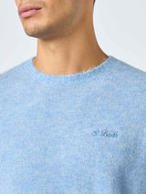 Man light blue crewneck stretch sweater Regent