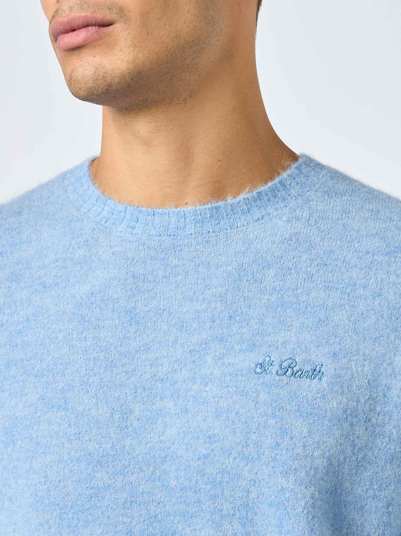 Man light blue crewneck stretch sweater Regent