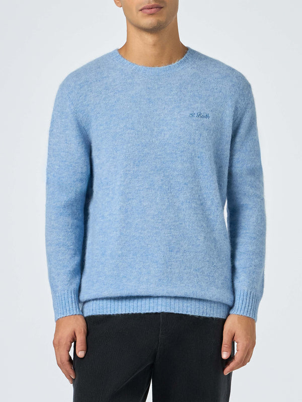 Man light blue crewneck stretch sweater Regent