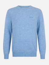 Man light blue crewneck stretch sweater Regent