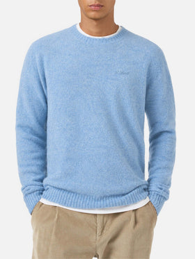 Suéter de cuello redondo Regent en ALPACA STRETCH azzurro 