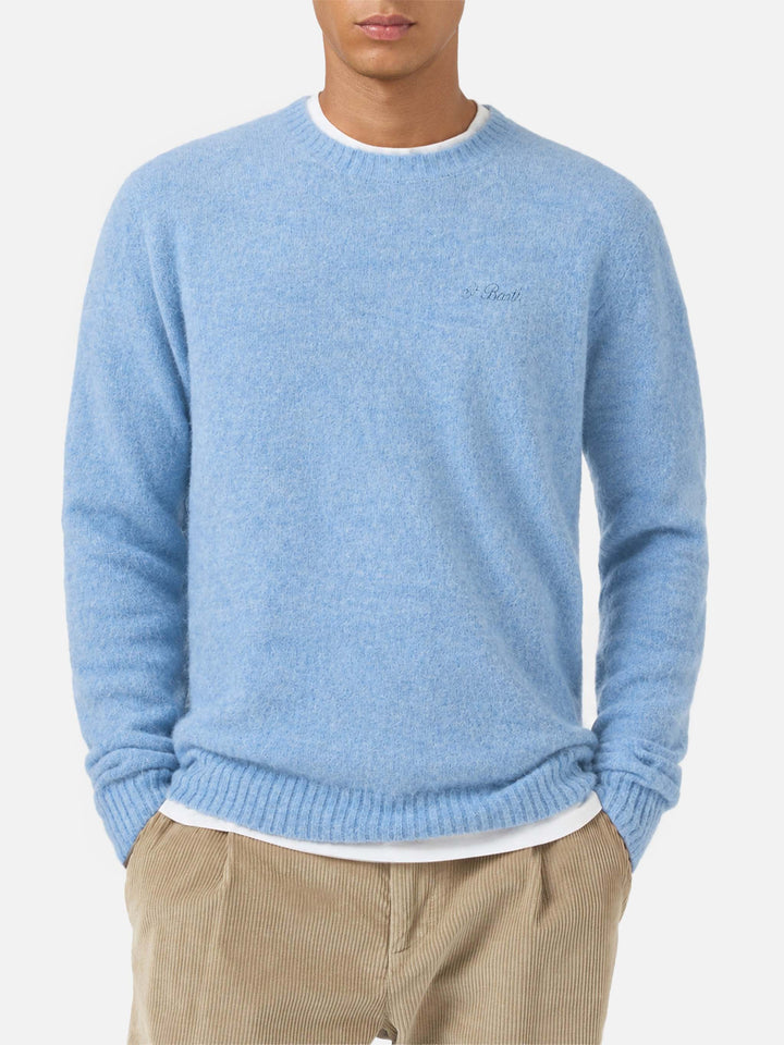 Suéter de cuello redondo Regent en ALPACA STRETCH azzurro 