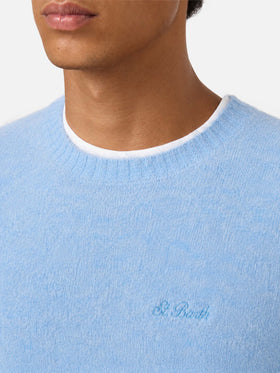 Suéter de cuello redondo Regent en ALPACA STRETCH azzurro 
