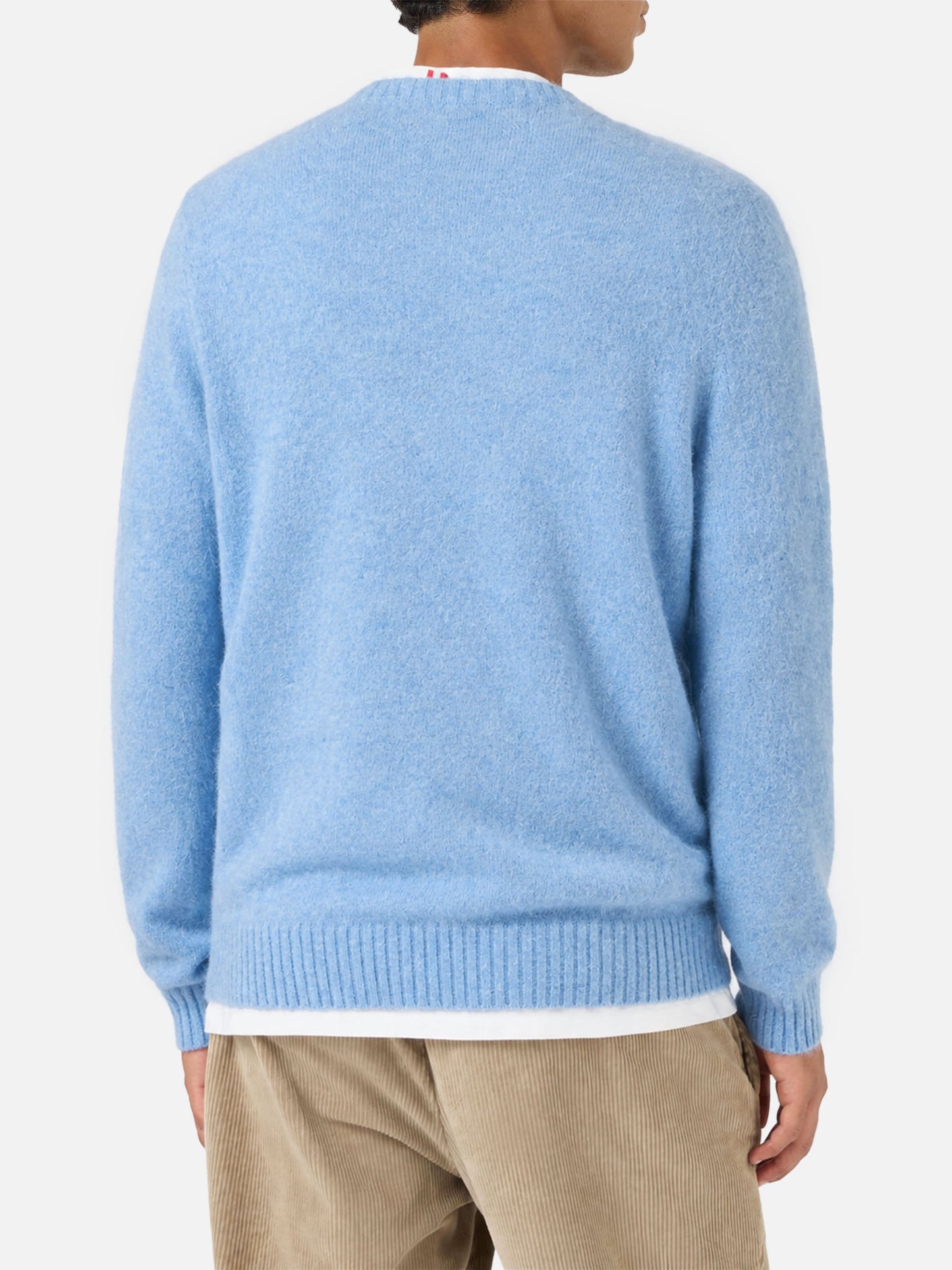 Suéter de cuello redondo Regent en ALPACA STRETCH azzurro 
