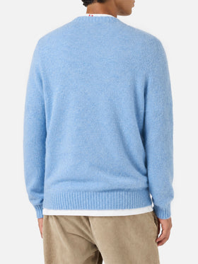 Suéter de cuello redondo Regent en ALPACA STRETCH azzurro 