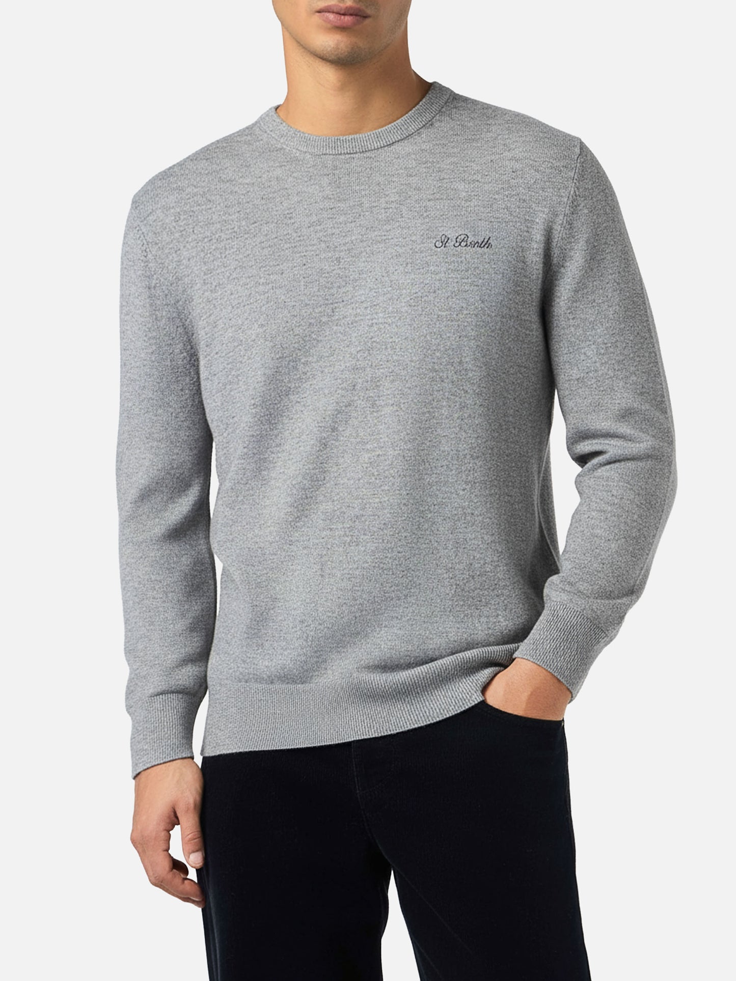 Maglione girocollo Regent in MISTO CASHMERE grigio mélange
