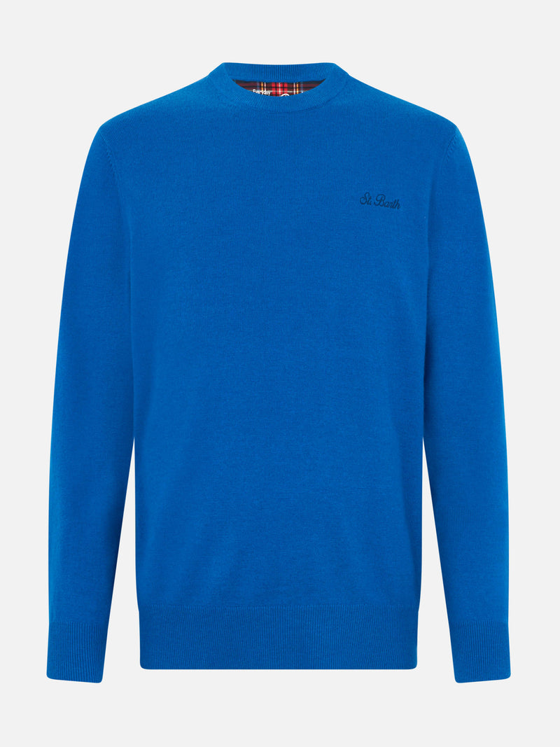 Maglione girocollo in misto cashmere bluette da uomo Regent