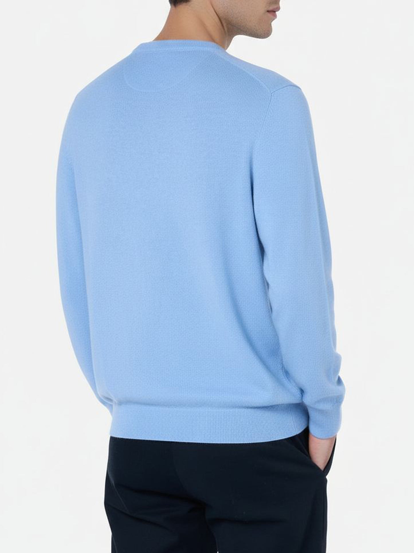 Maglione girocollo Regent in MISTO CASHMERE azzurro