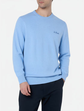 Maglione girocollo Regent in MISTO CASHMERE azzurro