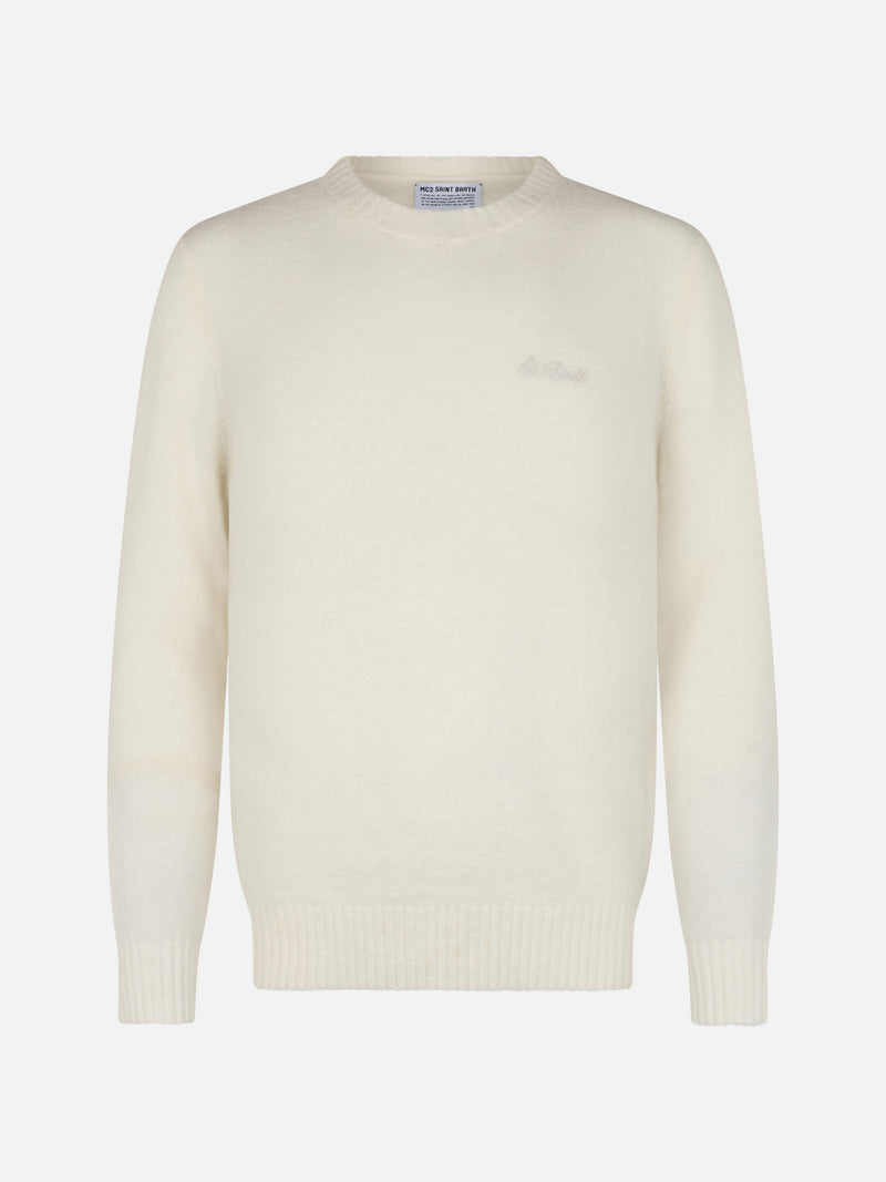 Man white crewneck stretch sweater Regent