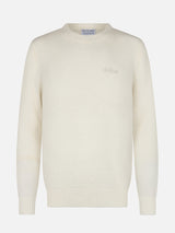 Man white crewneck stretch sweater Regent