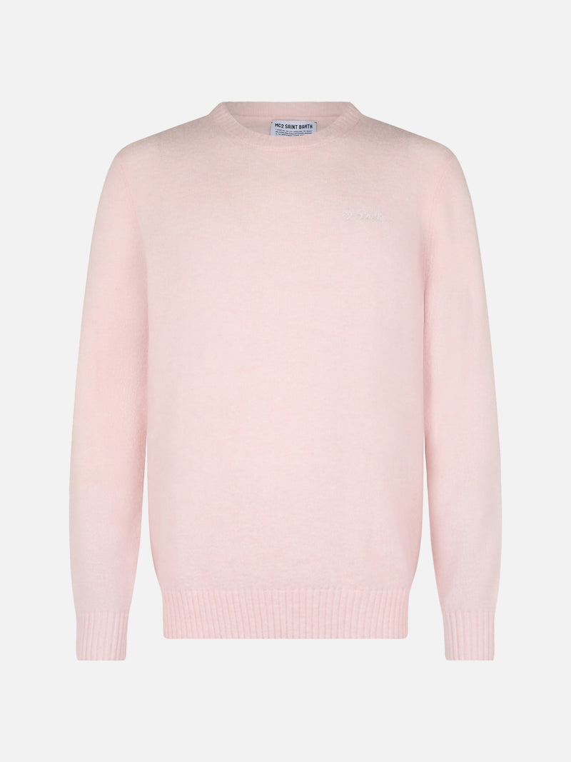 Man pink crewneck stretch sweater Regent