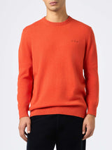 Man orange cashmere blend crewneck sweater Regent