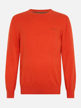 Man orange cashmere blend crewneck sweater Regent