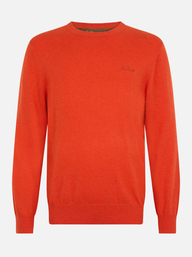 Man orange cashmere blend crewneck sweater Regent