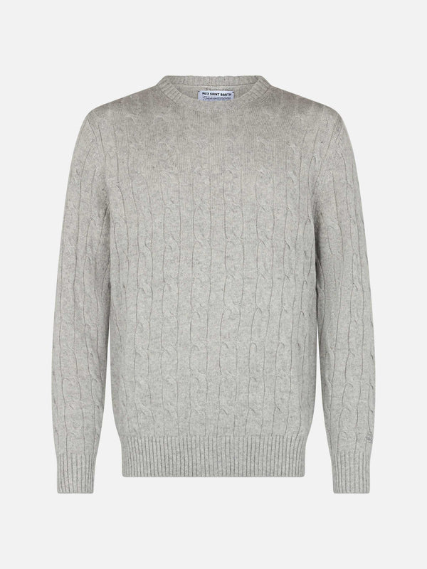 Man blended cashmere light grey crewneck sweater Regent