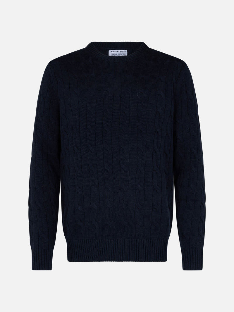 Man blended cashmere navy blue crewneck sweater Regent