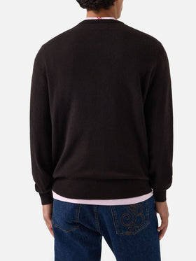 Jersey de cuello redondo Regent en cashmere marrón 