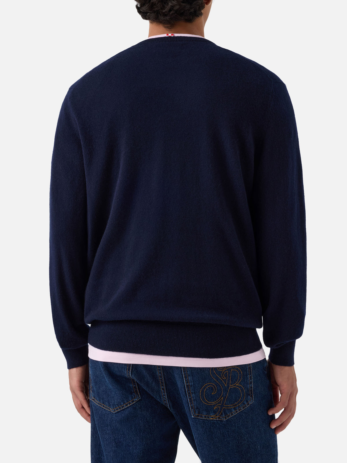 Jersey de cuello redondo Regent en cashmere navy blue 