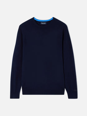Jersey de cuello redondo Regent en cashmere navy blue 