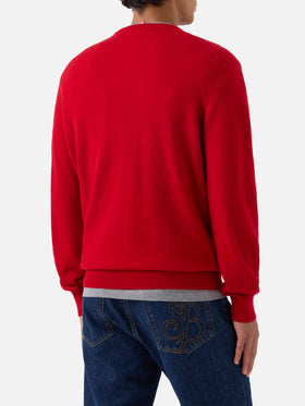 Jersey Regent de cuello redondo en cachemira roja 