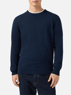Regent crewneck sweater in 100% navy blue CASHMERE