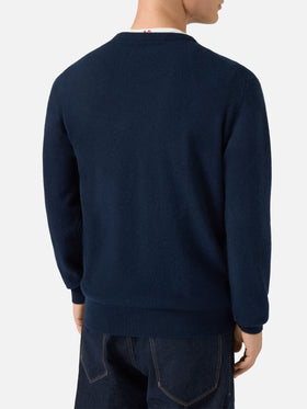 Regent crewneck sweater in 100% navy blue CASHMERE