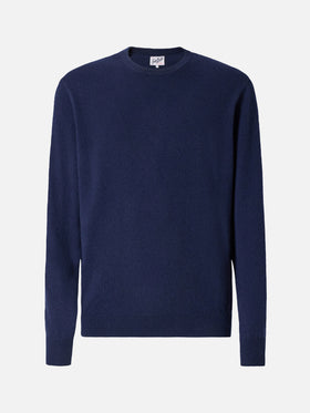 Regent crewneck sweater in 100% navy blue CASHMERE