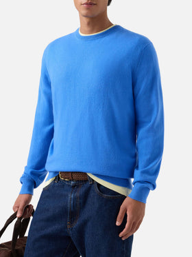 Maglia girocollo Regent azzurra in cashmere