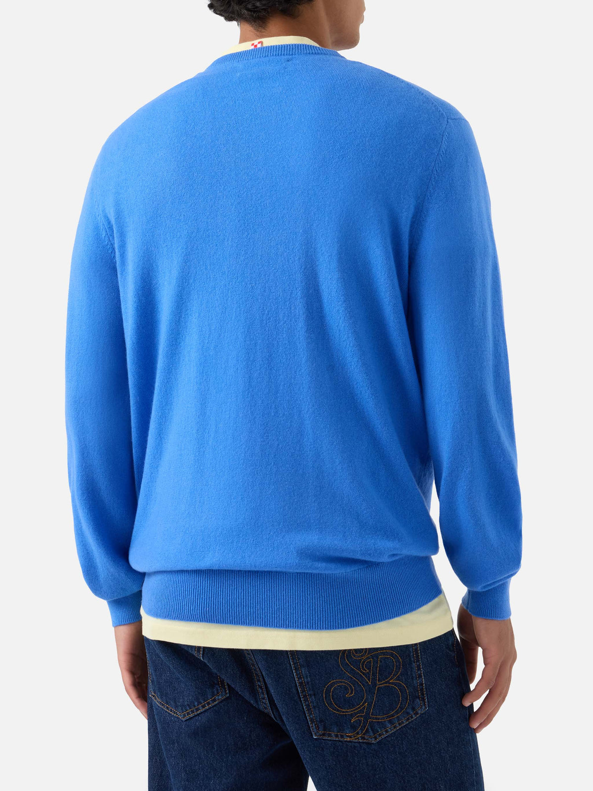 Maglia girocollo Regent azzurra in cashmere