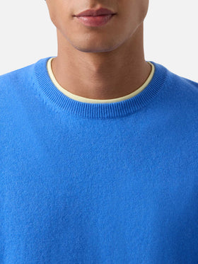 Maglia girocollo Regent azzurra in cashmere