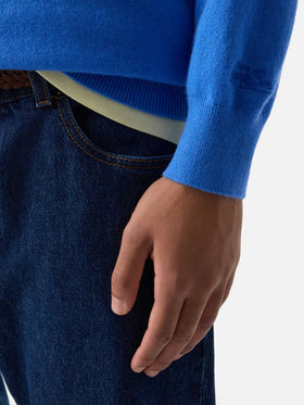 Maglia girocollo Regent azzurra in cashmere
