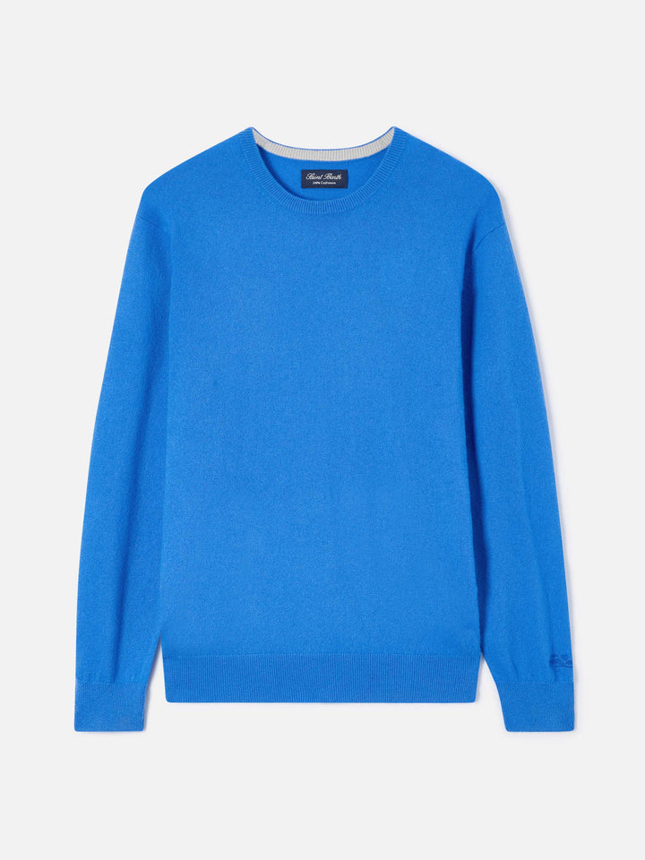 Pull col rond Regent en cachemire blue vif 