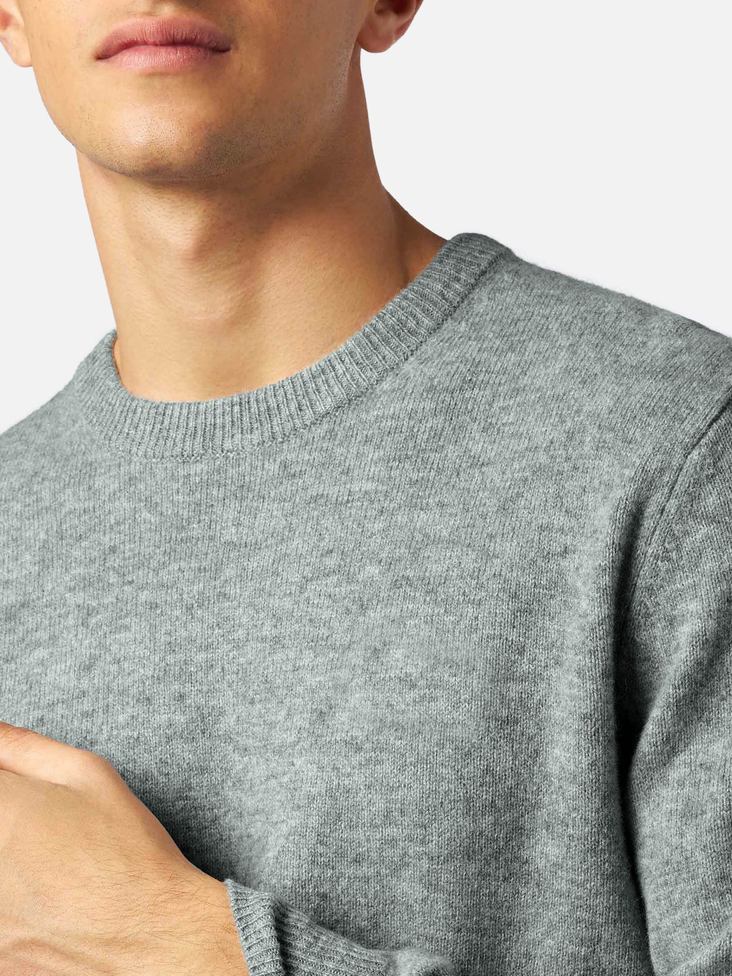 Regent crewneck sweater in melange grey 100% CASHMERE