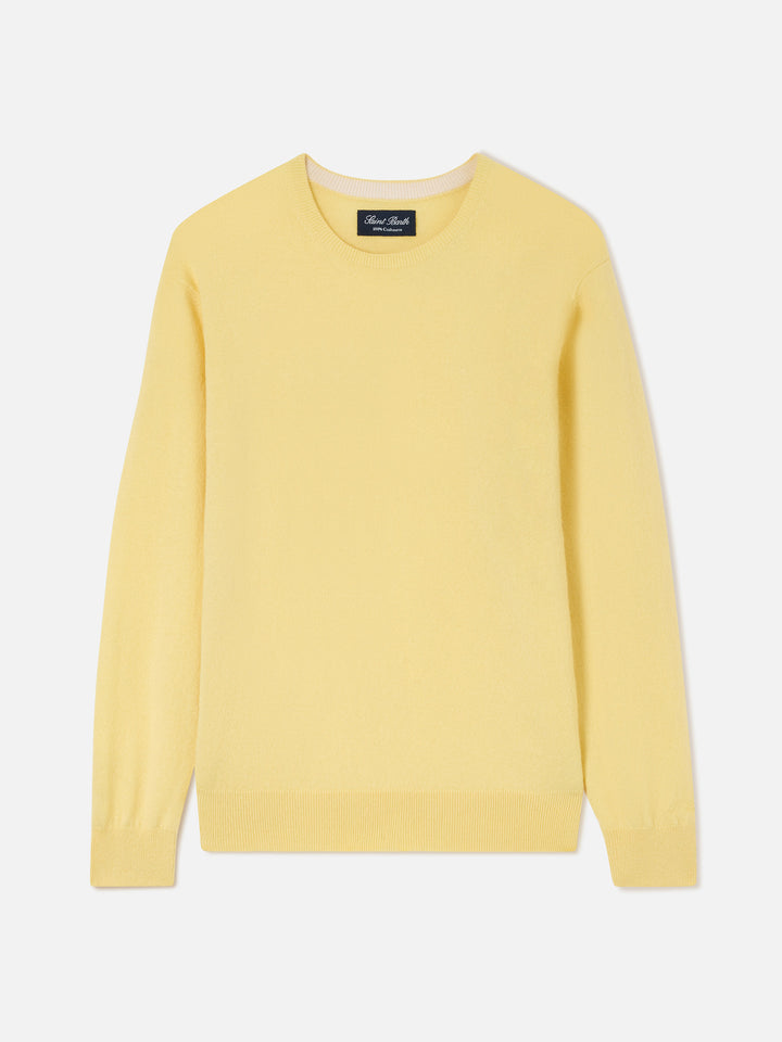 Jersey Regent de cuello redondo en cashmere amarillo 