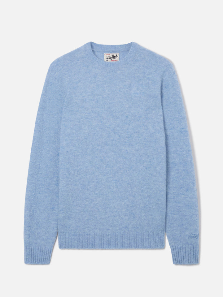 Pull col rond Regent en mélange d’alpaga léger blue 