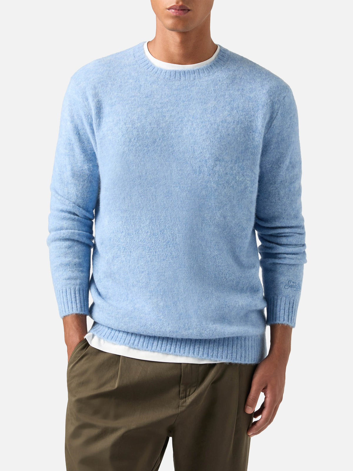 Jersey de cuello redondo Regent en mezcla de alpaca Light blue 