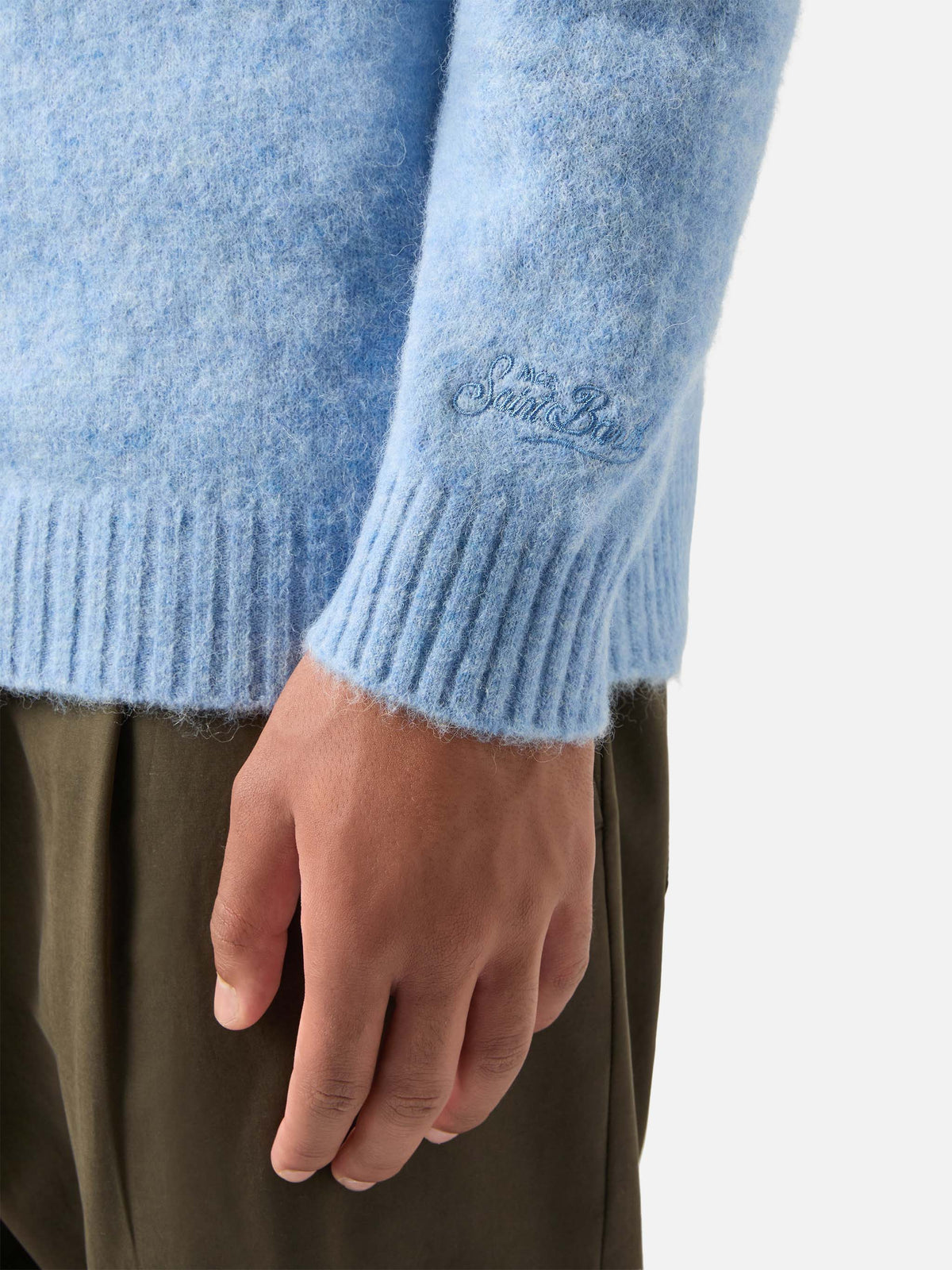 Jersey de cuello redondo Regent en mezcla de alpaca Light blue 