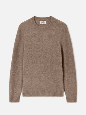Pull à col rond Regent beige en mélange d’alpaga 
