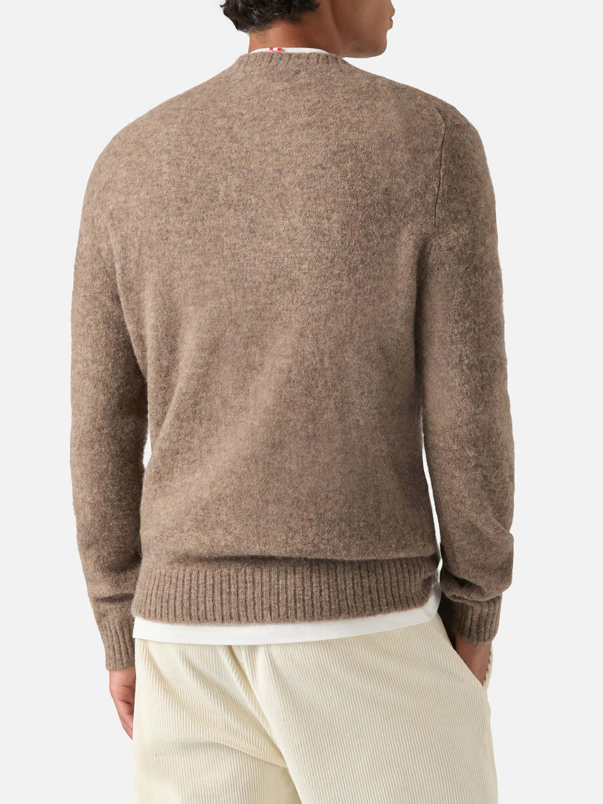 Pull à col rond Regent beige en mélange d’alpaga 