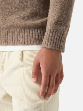 Pull à col rond Regent beige en mélange d’alpaga 
