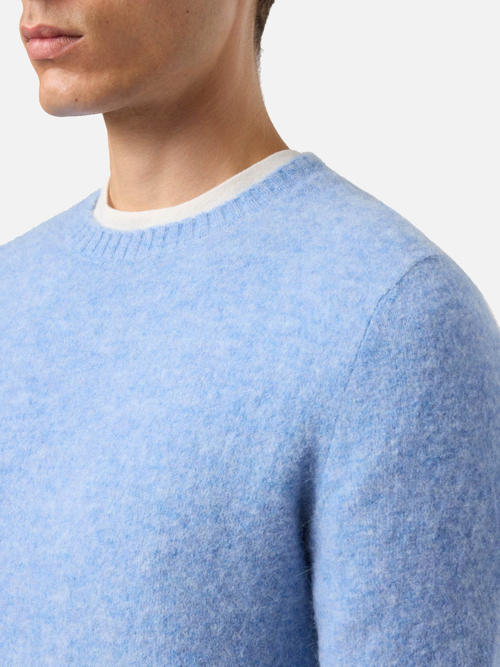 Maglione girocollo Regent in ALPACA STRETCH azzurro chiaro