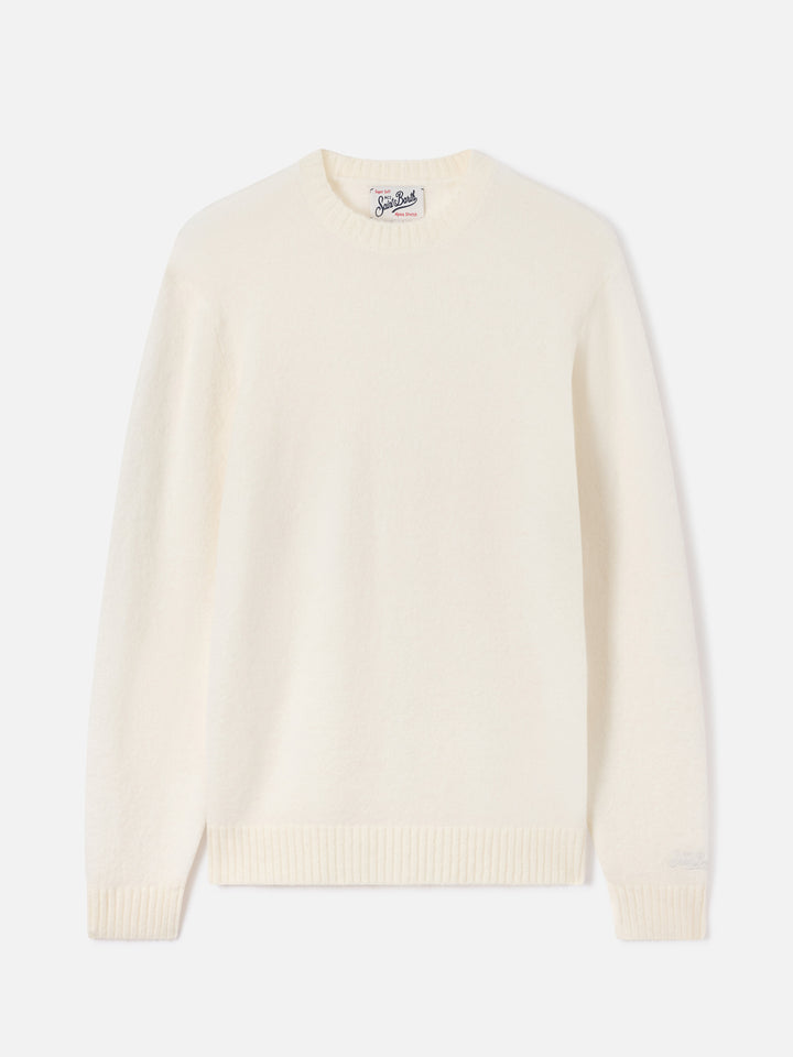 Jersey de cuello redondo Regent Off white en mezcla de alpaca 