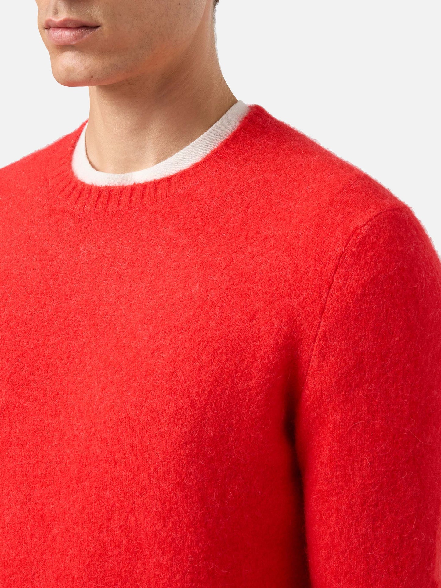 Rundhalspullover Regent in Rot aus Stretch-Alpaka