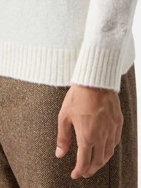 Rundhalspullover Regent aus weißem Stretch-Alpaka